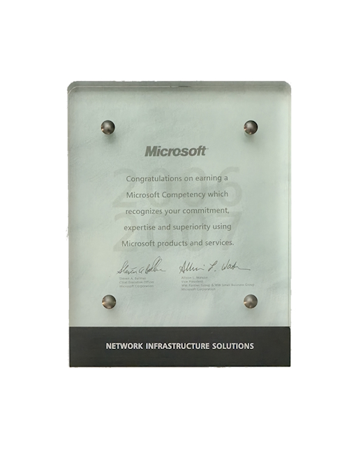 2006 - Microsoft Certified Partner - NETWORK INFRASTRUCTURE SOLUTIONS