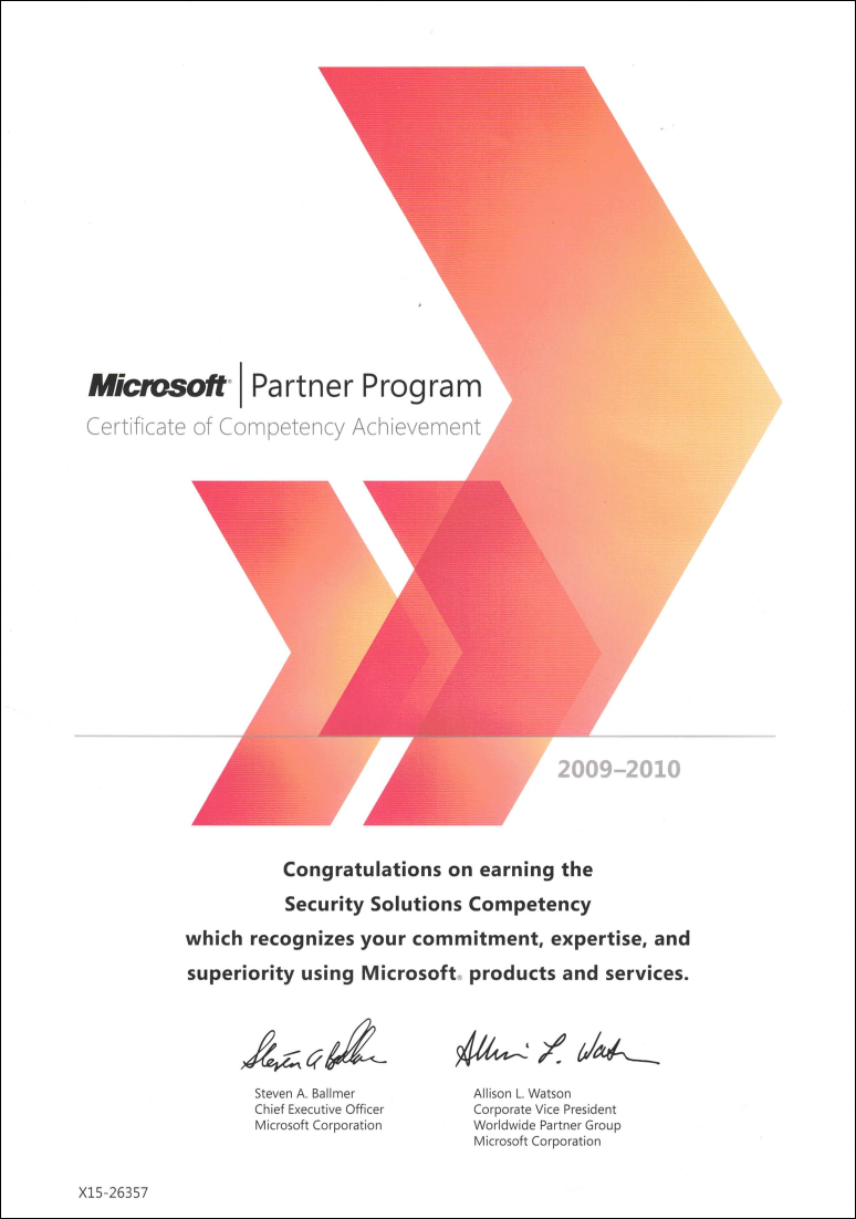 2009 - Microsoft Partner Programm - Certificate of Competency Achievement