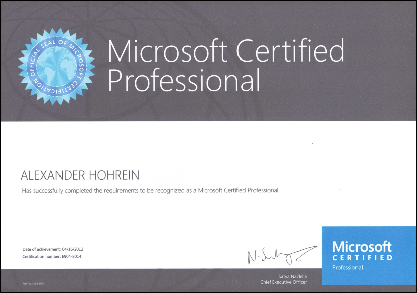 2012 - Microsoft Certified Professional