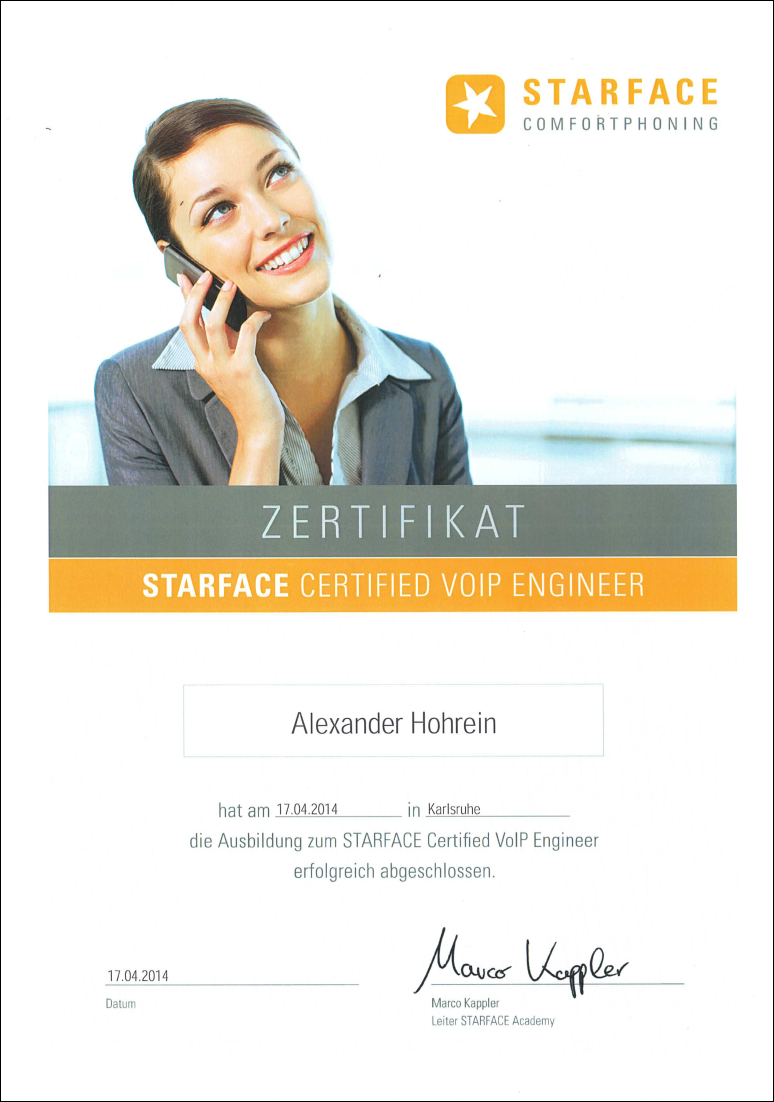 2014 - STARFACE CERTIFIED VOIP ENGINEER