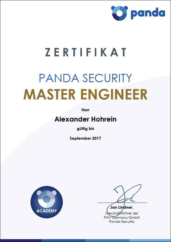 2016 - PANDA SECURITY MASTER ENGINEER