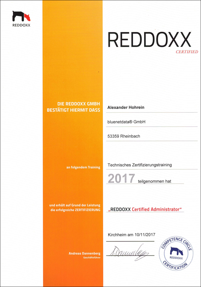 2017 - REDDOXX Certified Administrator