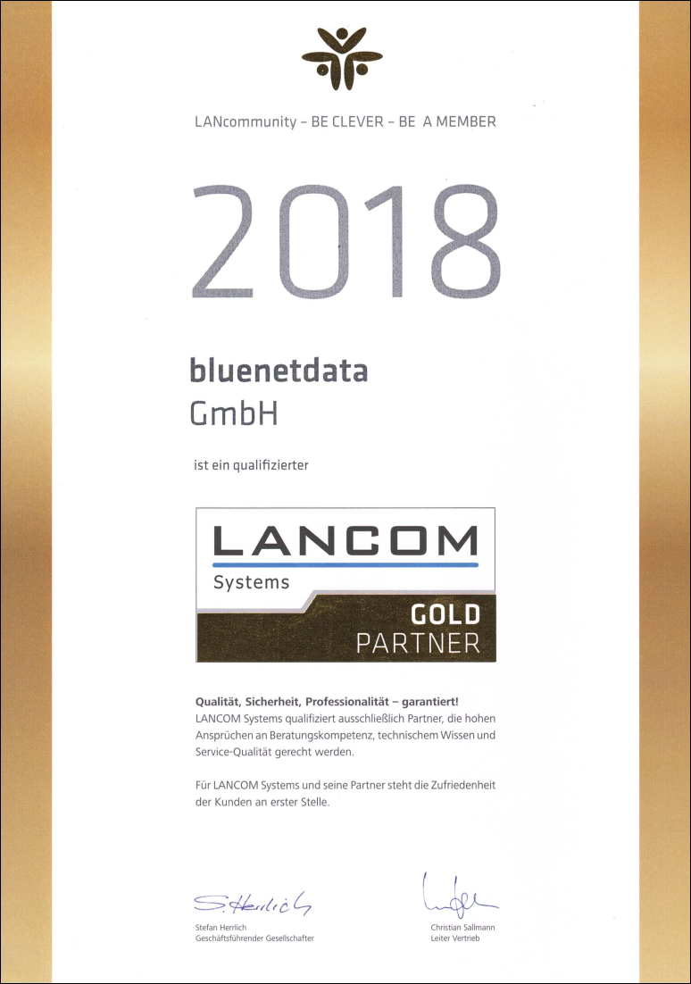 2018 - LANCOM Systems Gold Partner